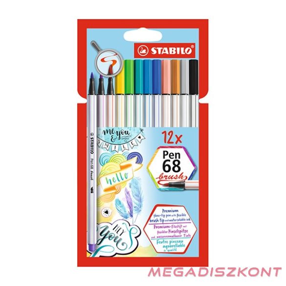 Ecsetfilc STABILO Pen 68 Brush 12  darabos