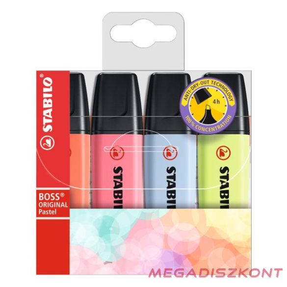 Szövegkiemelő STABILO Boss Original Pastel 1-5mm 4 darabos