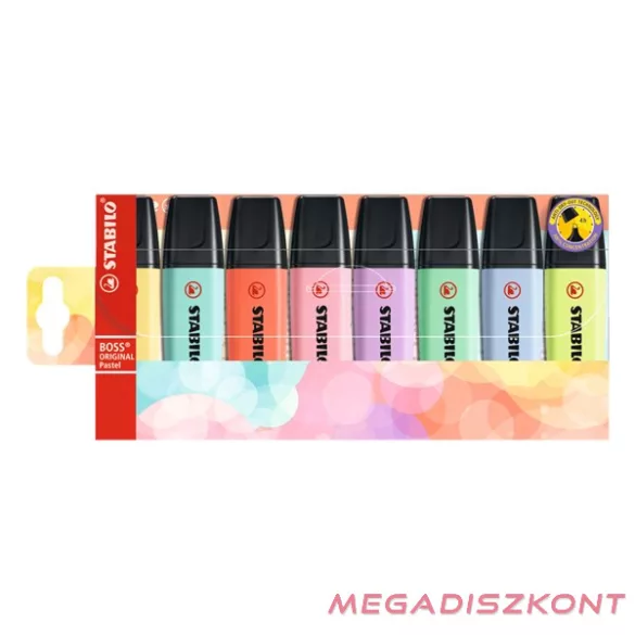 Szövegkiemelő készlet STABILO Boss Original Pastel 1-5mm 8 darabos