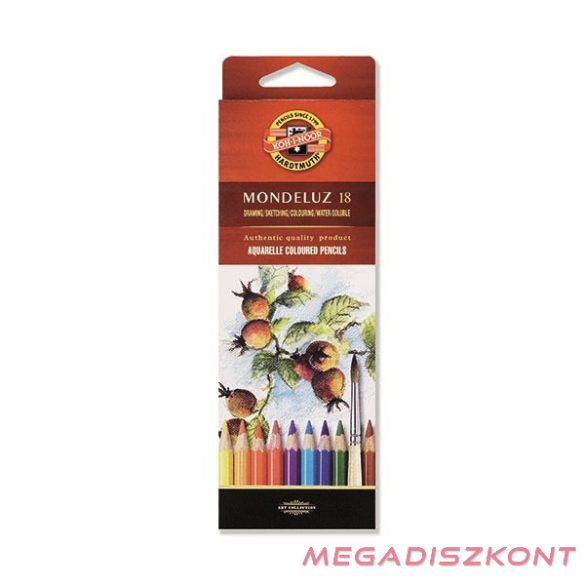 Színes ceruza KOH-I-NOOR 3717 Mondeluz Aquarell hatszögletű 18 darabos