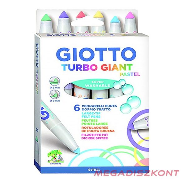 Filctoll GIOTTO Turbo Giant pasztell vastag 7,5mm akasztható 6 darabos