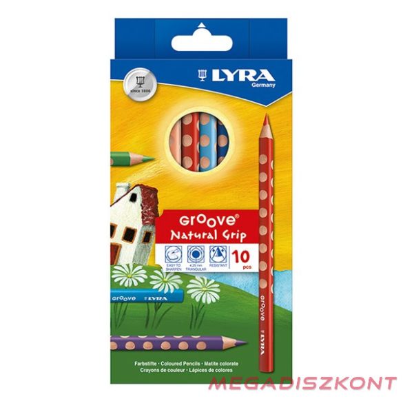 Színes ceruza LYRA Groove háromszögletű vastag 10 darabos