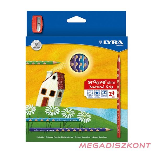 Színes ceruza LYRA Groove Slim háromszögletű 24 darabos+hegyező