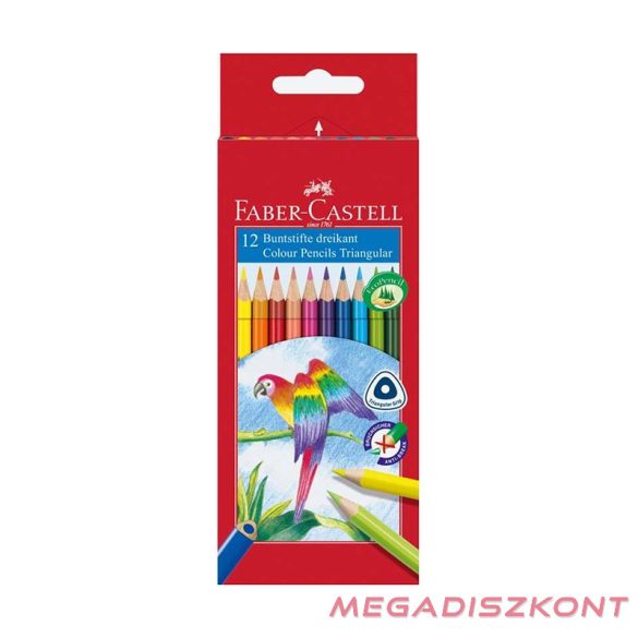 Színes ceruza FABER-CASTELL 1165 Papagáj háromszögletű 12 darabos