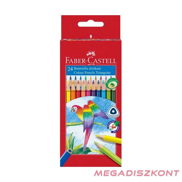Színes ceruza FABER-CASTELL 1165 Papagáj háromszögletű 24 darabos
