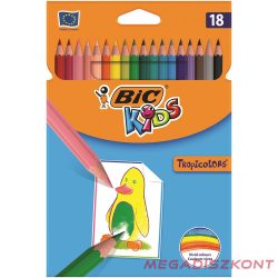 Színes ceruza BIC Kids Tropicolors hatszögletű 18 darabos