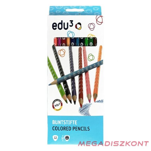 Színes ceruza EDU3 háromszögletű 12 darabos