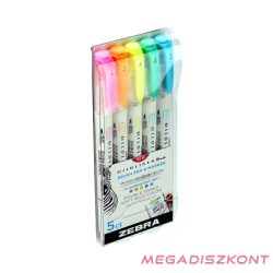 Ecsetfilc kétvégű ZEBRA Mildliner Fluorescent 5 darabos