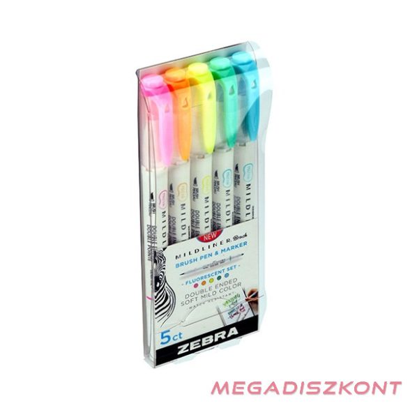 Ecsetfilc kétvégű ZEBRA Mildliner Fluorescent 5 darabos