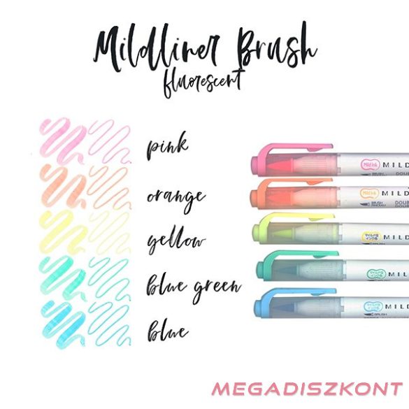 Ecsetfilc kétvégű ZEBRA Mildliner Fluorescent 5 darabos