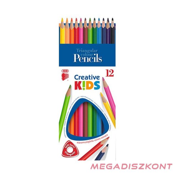Színes ceruza ICO Creative Kids háromszögletű 12 darabos