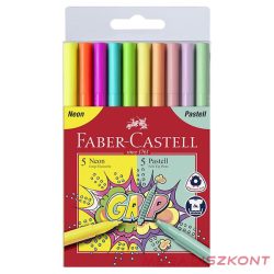 Filctoll FABER-CASTELL Grip neon/pasztell 10 darabos