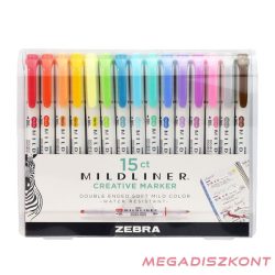   Szövegkiemelő készlet kétvégű ZEBRA Mildliner Cool&Refined, Fluorescent, Warm 1,4-4,0 mm 15 darabos