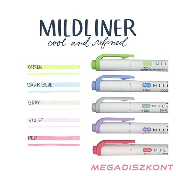 Szövegkiemelő készlet kétvégű ZEBRA Mildliner cool & refined 1,4-4,0 mm 5 darabos