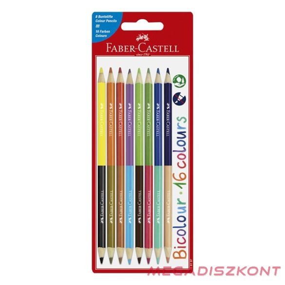 Színes ceruza FABER-CASTELL Bicolor kétszínű 8 darabos 16 színű