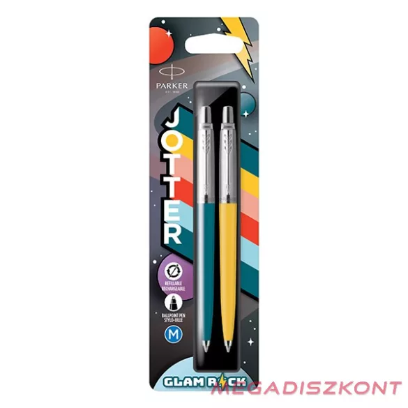 Golyóstoll PARKER Royal Jotter Glam rock 70 kék/sárga ezüst klipsz 2 darabos