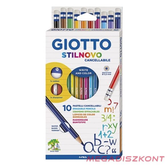 Színes ceruza GIOTTO hegyezővel, radírral 10 darabos