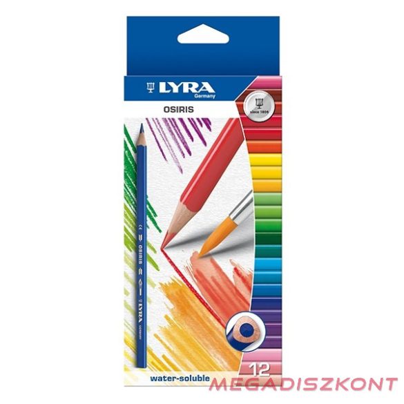 Színes ceruza LYRA Osiris aquarell ecsettel 12 darabos