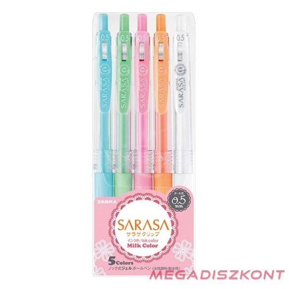 Zseléstoll készlet ZEBRA Sarasa Clip Milk nyomógombos 0,5 mm 5 darabos