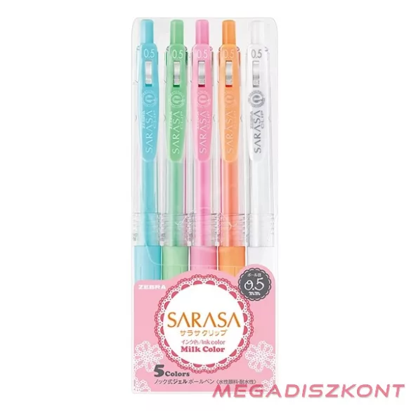 Zseléstoll készlet ZEBRA Sarasa Clip Milk nyomógombos 0,5 mm 5 darabos