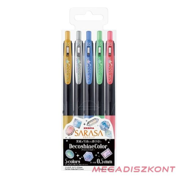 Zseléstoll készlet ZEBRA Sarasa Clip Vintage nyomógombos 0,5 mm 5 darabos dekor színek