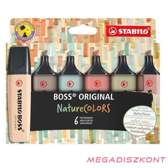 Szövegkiemelő készlet STABILO Boss NatureColors 6+2 darabos