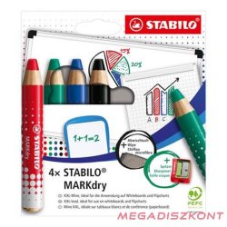   Jelölőceruza készlet STABILO MARKdry fehér táblákhoz és flipchartpapírhoz vastag kerek heggyel  4 darabos B