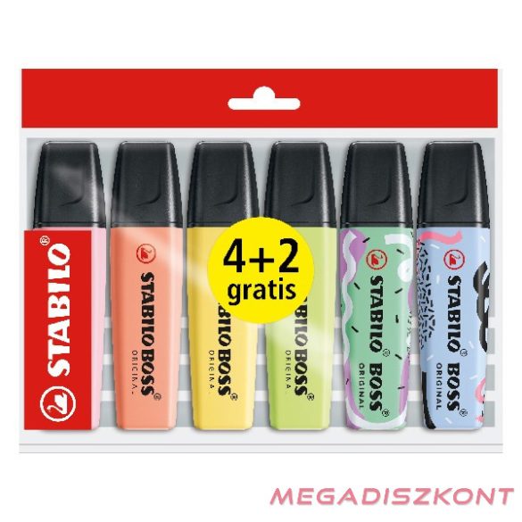 Szövegkiemelő STABILO Boss pasztell 4+2 darabos