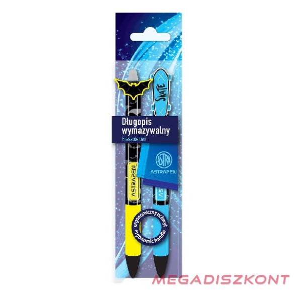 Golyóstoll ASTRA PEN radírozható Skate & Bats 0,5 mm 2 darabos
