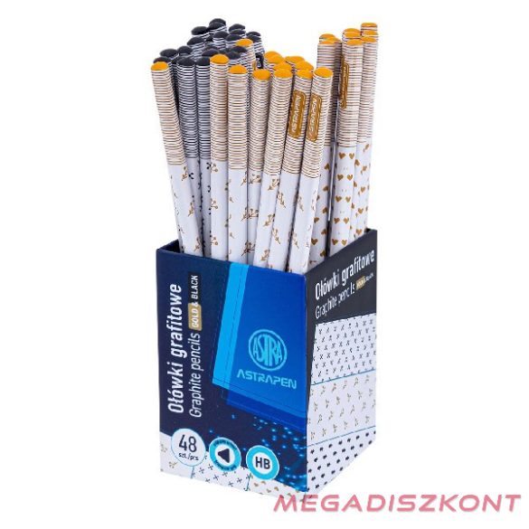 Grafitceruza ASTRA PEN gold-black háromszögletű HB 48 darabos