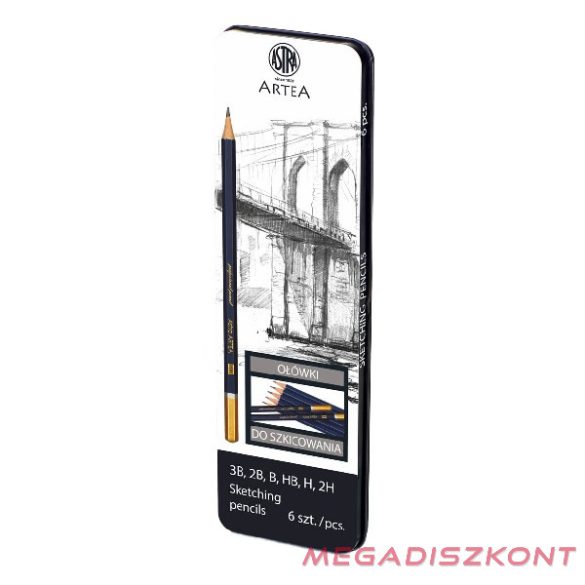 Grafitceruza ASTRA fémdobozos 3B-2H 6 darabos