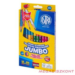   Színes ceruza ASTRA Jumbo hengeres duó kétvégű hegyezővel + arany/ezüst 12 darabos 24 színű