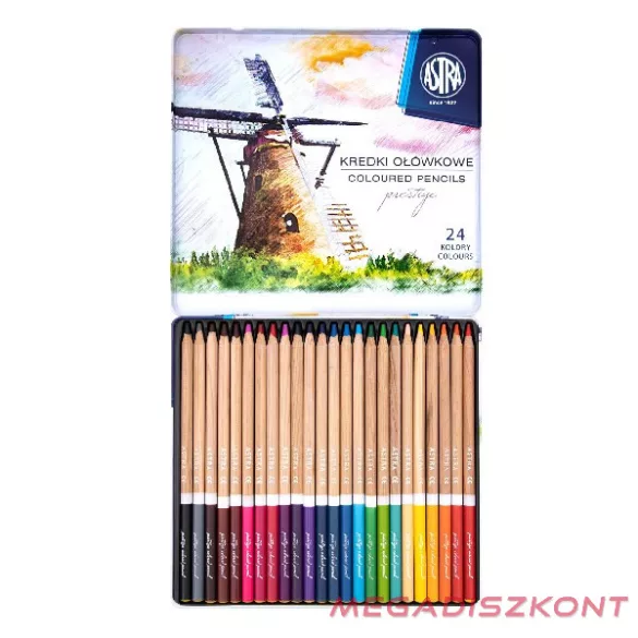 Színes ceruza ASTRA hengeres fémdobozos 24 színű