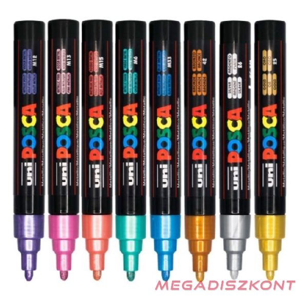 Filctoll UNI Posca PC-5M metál színek 8 darabos