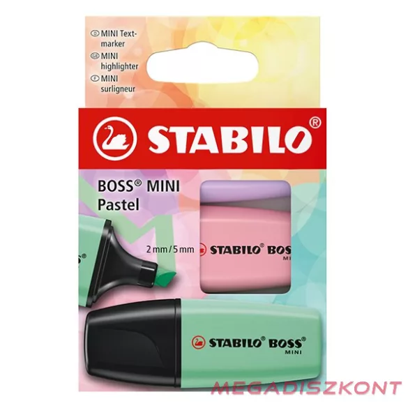 Szövegkiemelő készlet STABILO Boss Mini Pastel 3 darabos