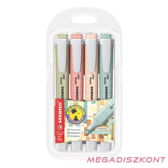 Szövegkiemelő készlet STABILO Swing Cool Naturecolors 4 darabos