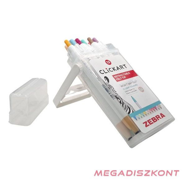 Filctoll  ZEBRA ClickArt nyomógombos vízbázisú 12 darabos