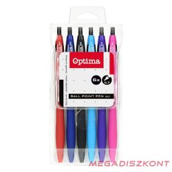   Golyóstoll készlet OPTIMA nyomógombos 521 vegyes színek 6 darabos