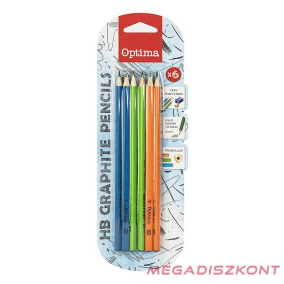Grafitceruza OPTIMA HB háromszögletű 6 darabos