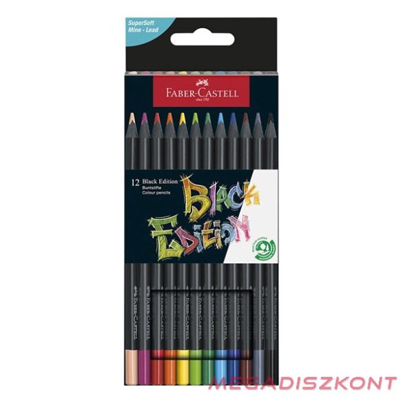 Színes ceruza FABER-CASTELL Black Edition fekete testű 12 darabos