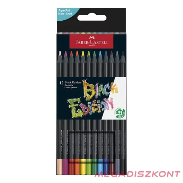 Színes ceruza FABER-CASTELL Black Edition fekete testű 12 darabos