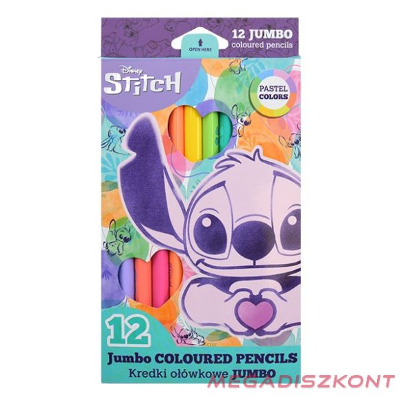Színes ceruza COOLPACK Lilo és Stitch jumbo háromszögletű  12 darabos pasztell dobozos