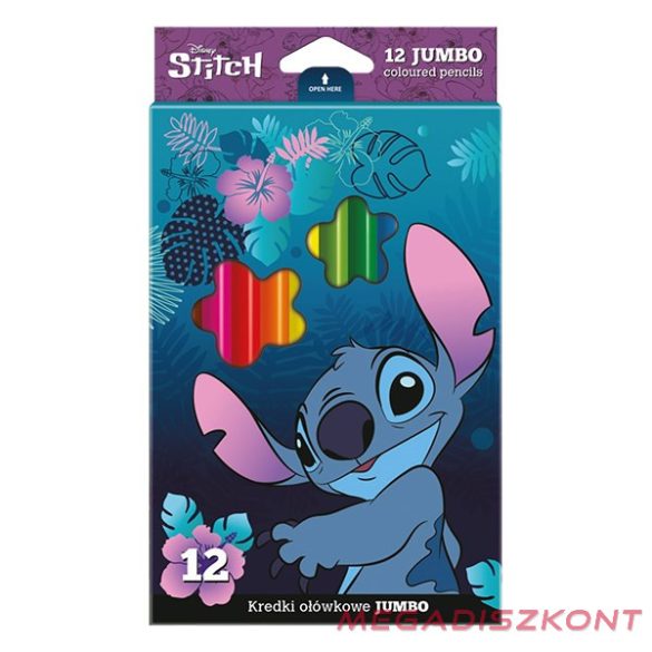 Színes ceruza COOLPACK Lilo és Stitch jumbo háromszögletű  12 darabos kék dobozos