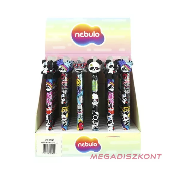 Zseléstoll NEBULO nyomógombos radírozható 0,7 mm Panda II.