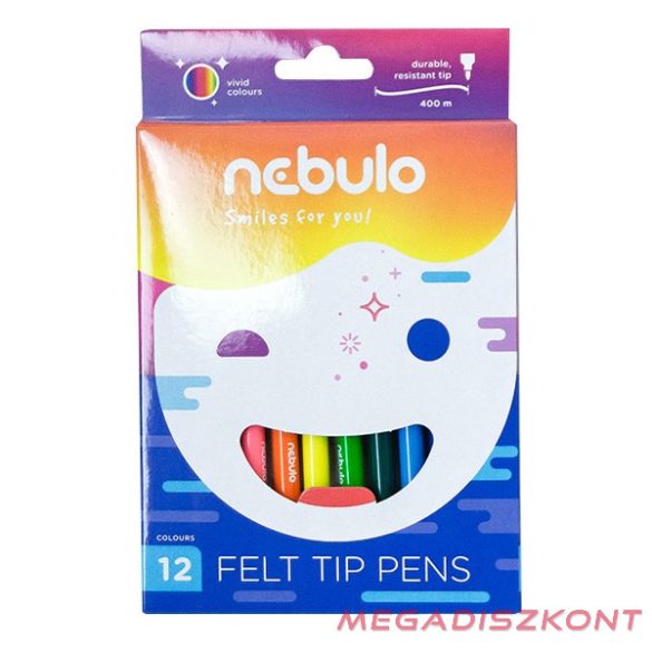Filctoll NEBULO vízbázisú színes 12 darabos