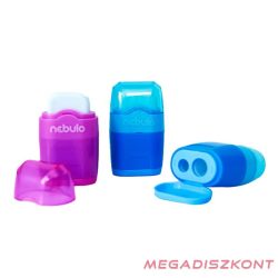   Hegyező NEBULO 2 lyukú tartályos radírral vegyes színekben