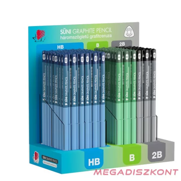 Grafitceruza display ICO Süni háromszög HB,B,2B dark pasztell 184 darabos