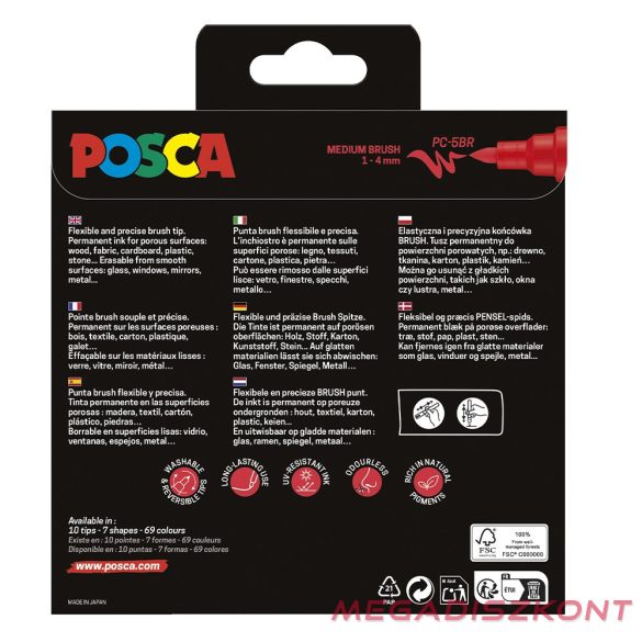 Filctoll UNI Posca PC-5BR ecsethegyű 8 darabos