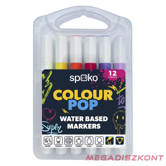 Filctoll SPOKO Colour Pop háromszögletű vízbázisú 12 darabos