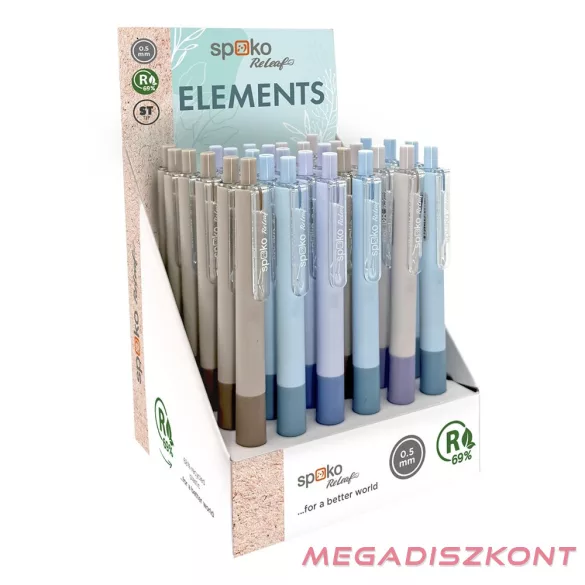 Zseléstoll SPOKO ReLeaf Elements nyomógombos 0,5 mm kék írásszín vegyes színben
